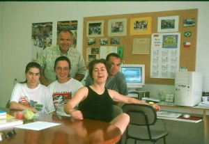Jaime, Olga, Cristina no Laboratório de Praxiologia Motriz - Lleida, 2002