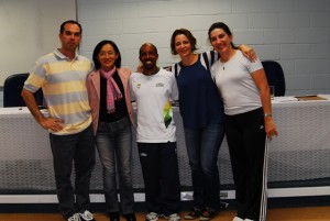Marcos Goto e amigas pesquisadoras da ginástica - FEF - UNICAMP, maio de 2012